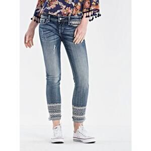 Miss Me Signature Cuffed Boho Embroidered Jeans Womens Size 28